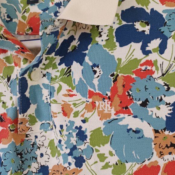 Lauren Ralph Lauren Polo Shirt Black Label Floral Short Sleeve Top Womens Small - Picture 4 of 6